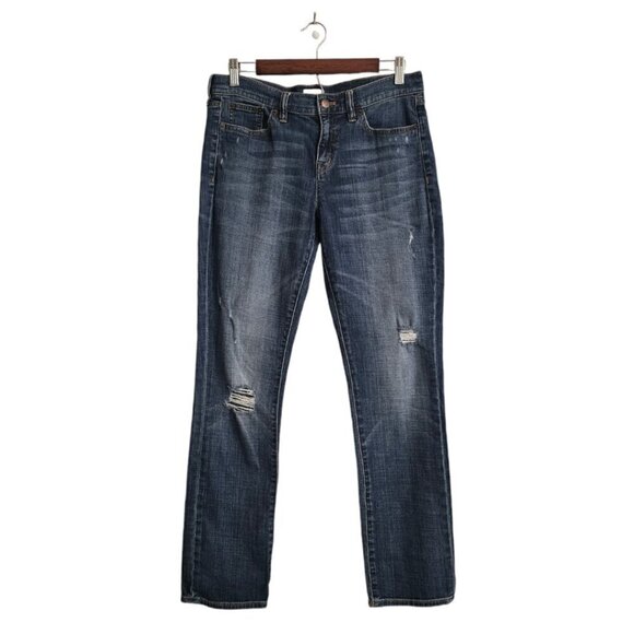 J. Crew Distressed Stretch Straight Leg Mid-Rise Jeans Sz 28 - Picture 1 of 8